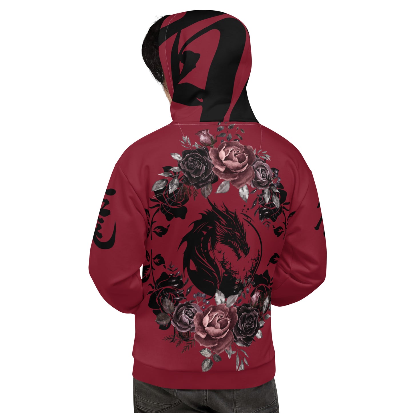 Black Crimson Rose Hoodie