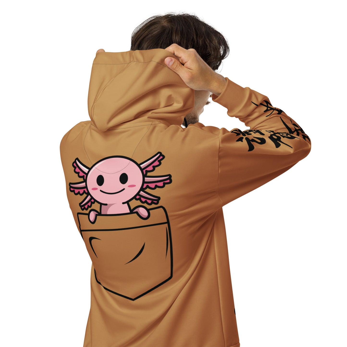 Kanji Pocket Axolotl zip hoodie