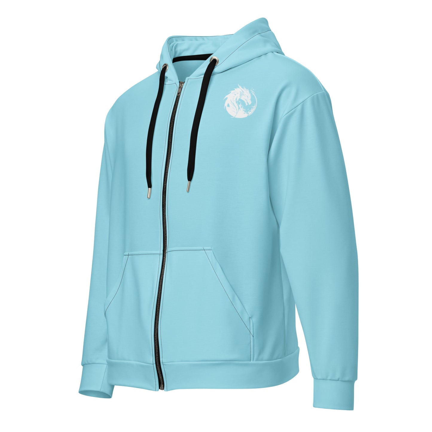 Blue Casual Zip Hoodie