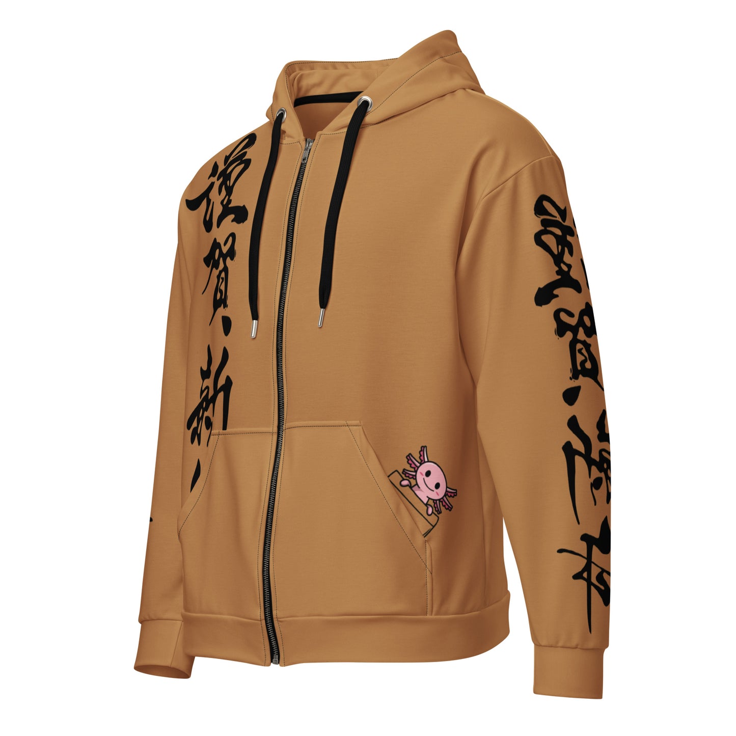 Kanji Pocket Axolotl zip hoodie