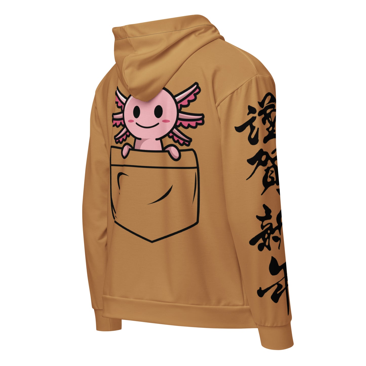 Kanji Pocket Axolotl zip hoodie