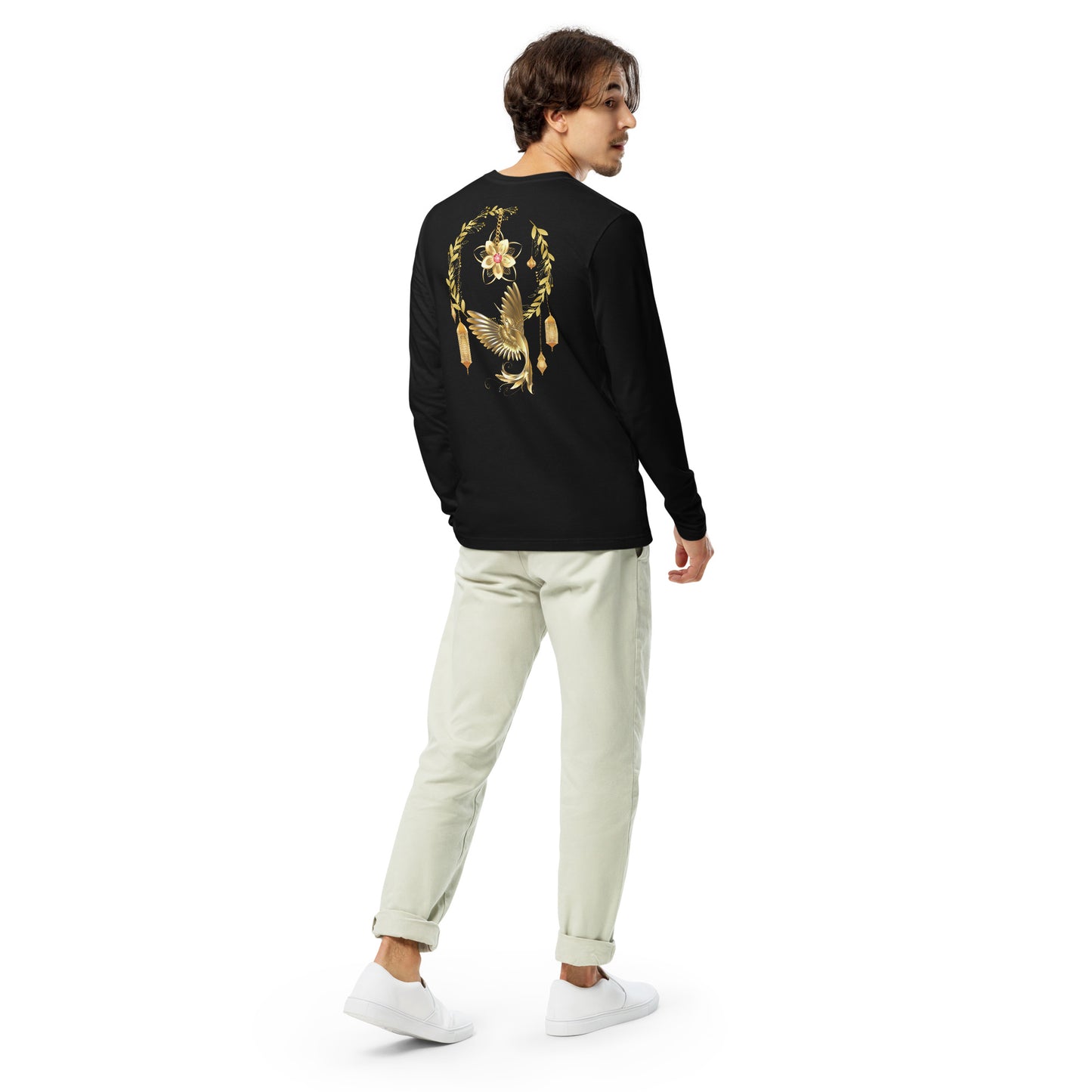 DYG Golden Hummingbird Long Sleeve Fitted Crew