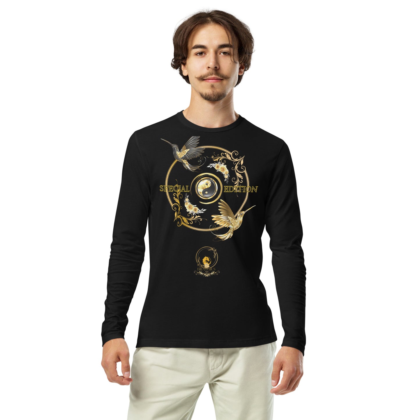 DYG Golden Hummingbird Long Sleeve Fitted Crew