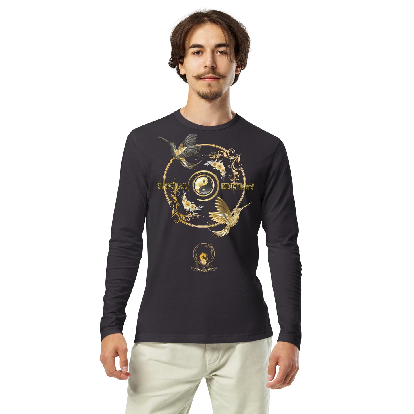 DYG Golden Hummingbird Long Sleeve Fitted Crew