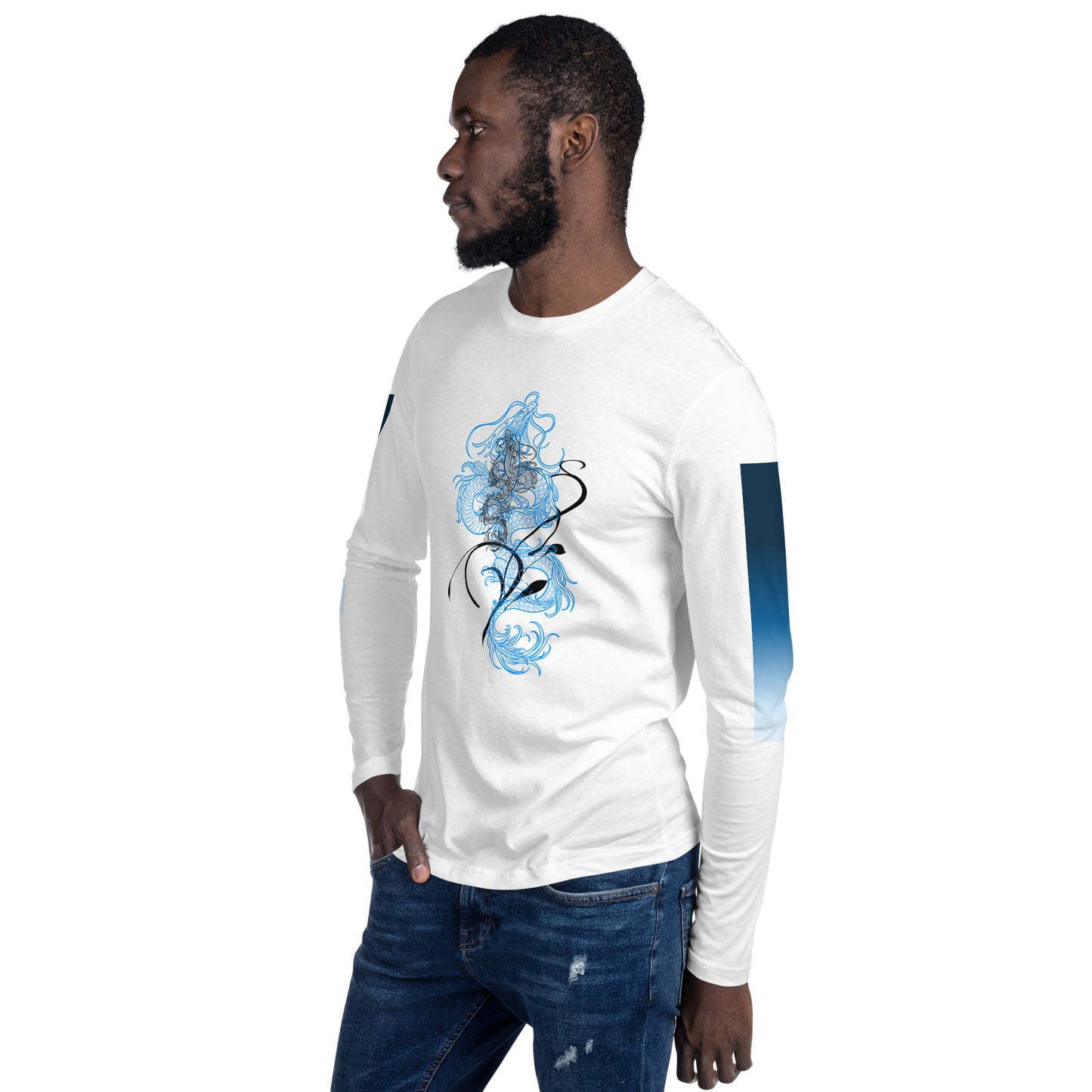 Azure Dragon Long Sleeve Fitted Shirt