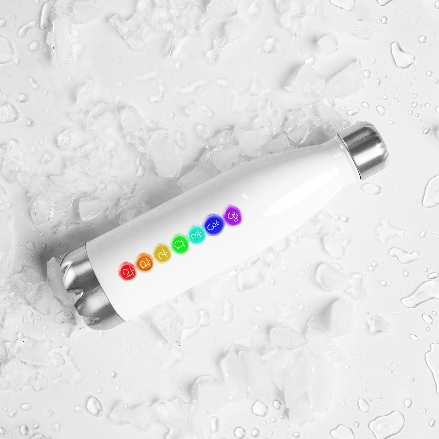 Stainless steel water bottle Chakra print