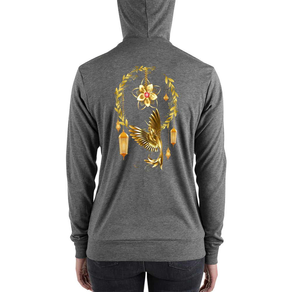 DYG Golden Hummingbird zip hoodie