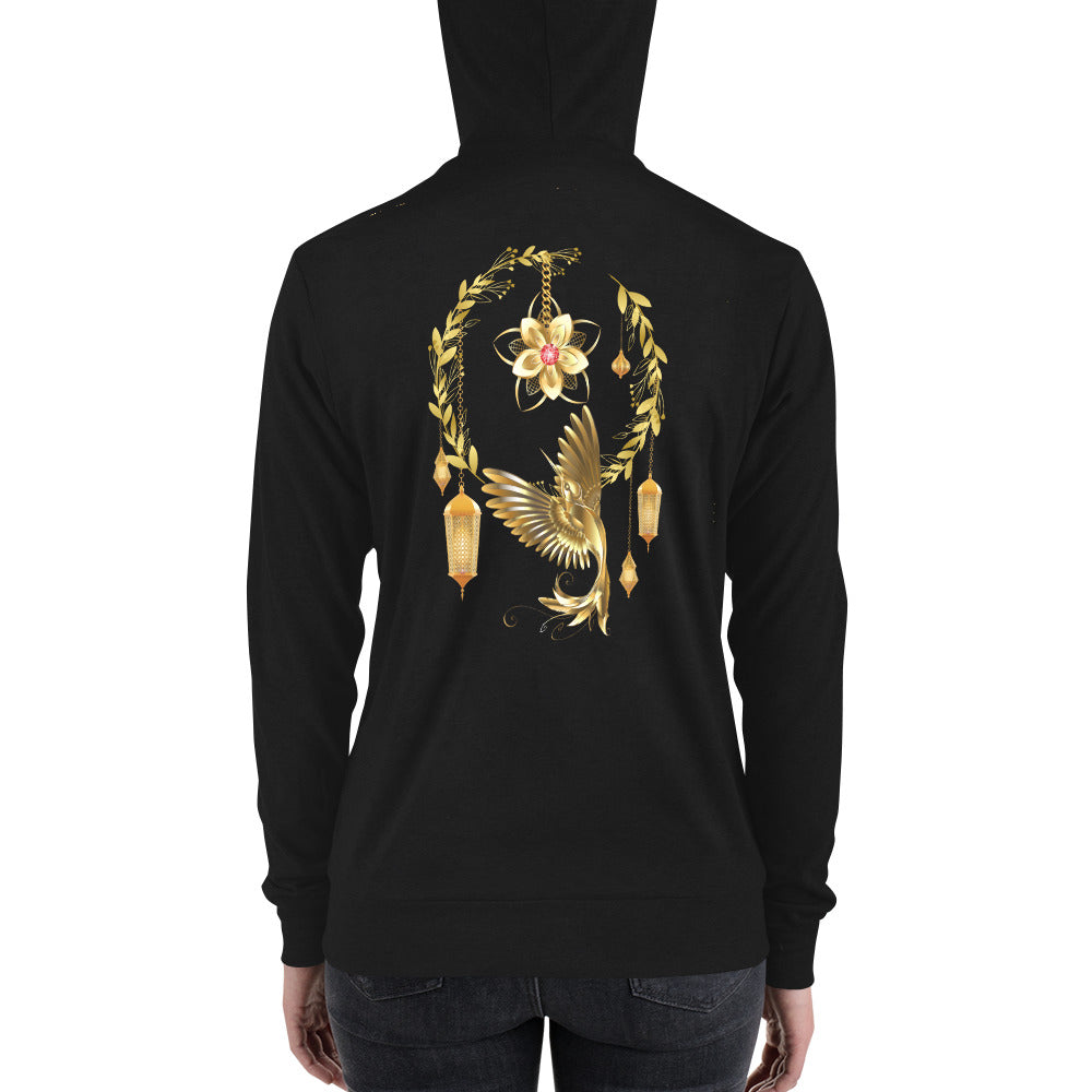 DYG Golden Hummingbird zip hoodie